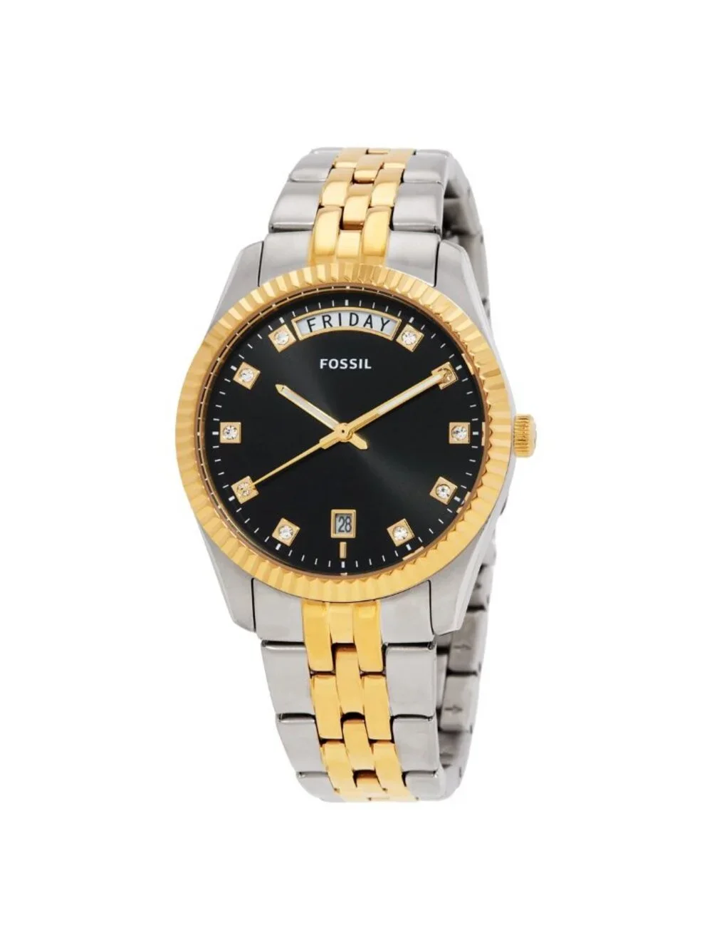 NWT Fossil Scarlette Day-Date Quartz Black Dial Ladies Watch